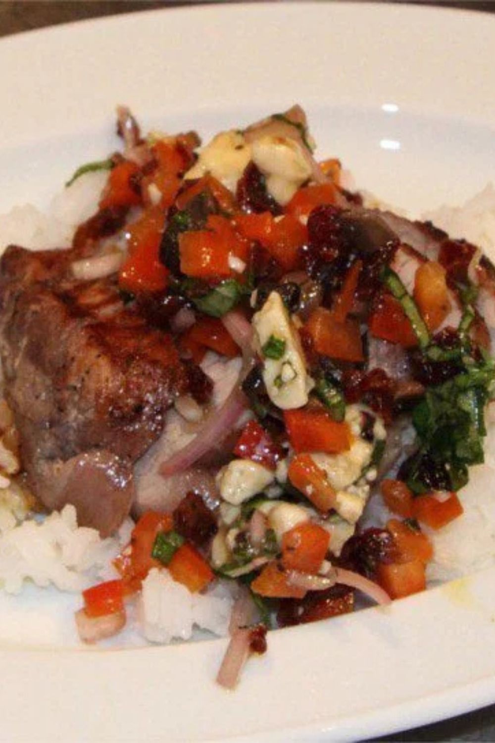 pork tenderloin with blue cheese and dried cherry salsa