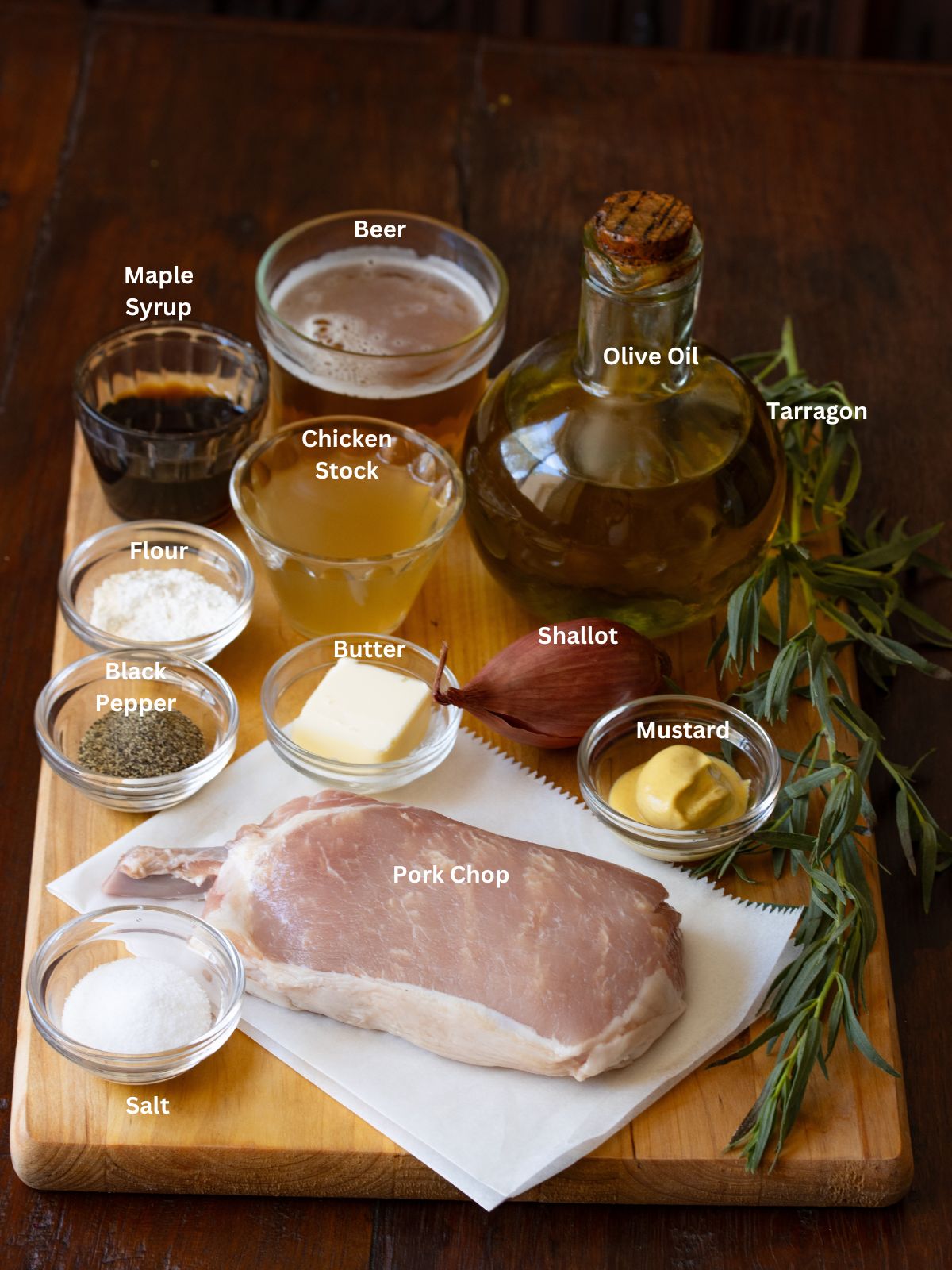 Ingredients used to create this pork chops with beer gravy