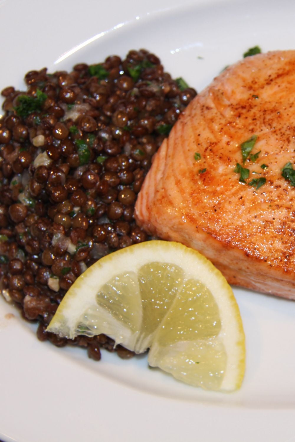 Salmon with lentils