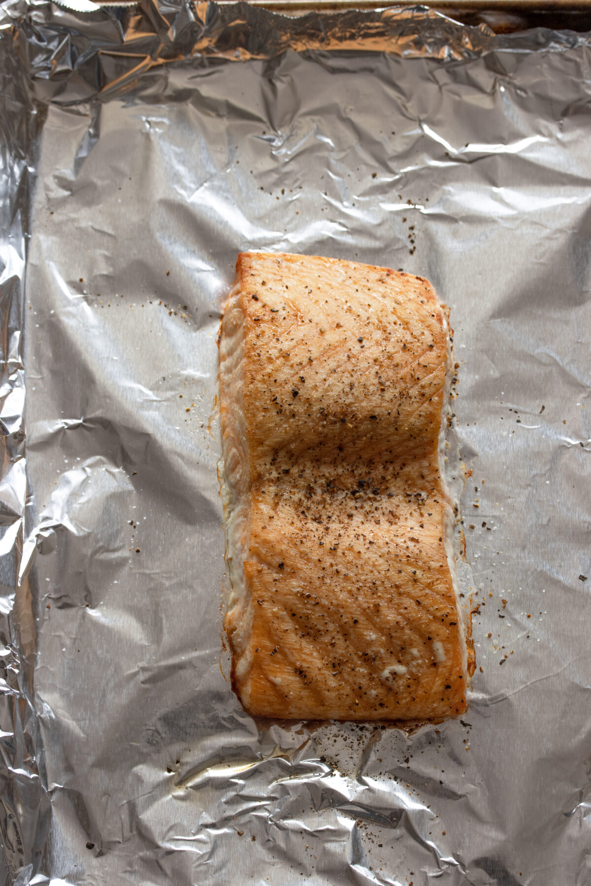 Baked salmon fillets at 450F for 15 minutes. 