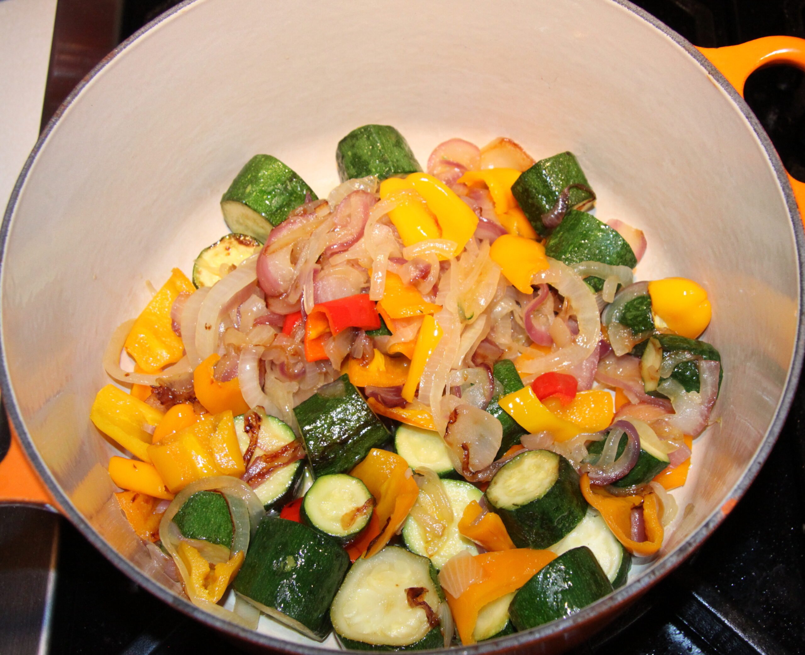 all the vegetables into a large pot