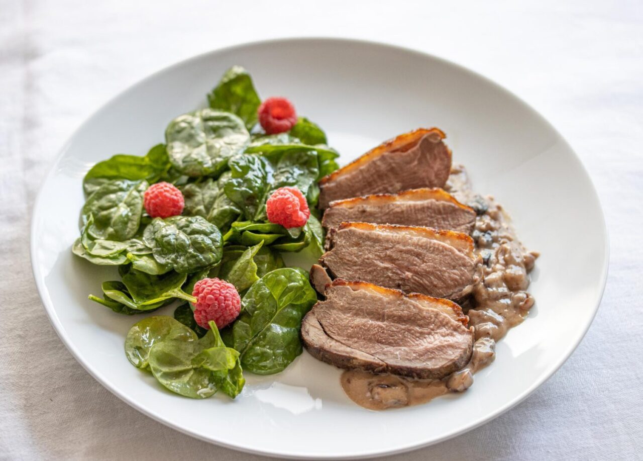 Muscovy Duck Breast with Dried Cranberries, Cream and Raspberry Jam - Giangi's Kitchen Muscovy Duck Breast with Dried Cranberries, Cream and Raspberry Jam - Giangi's Kitchen
