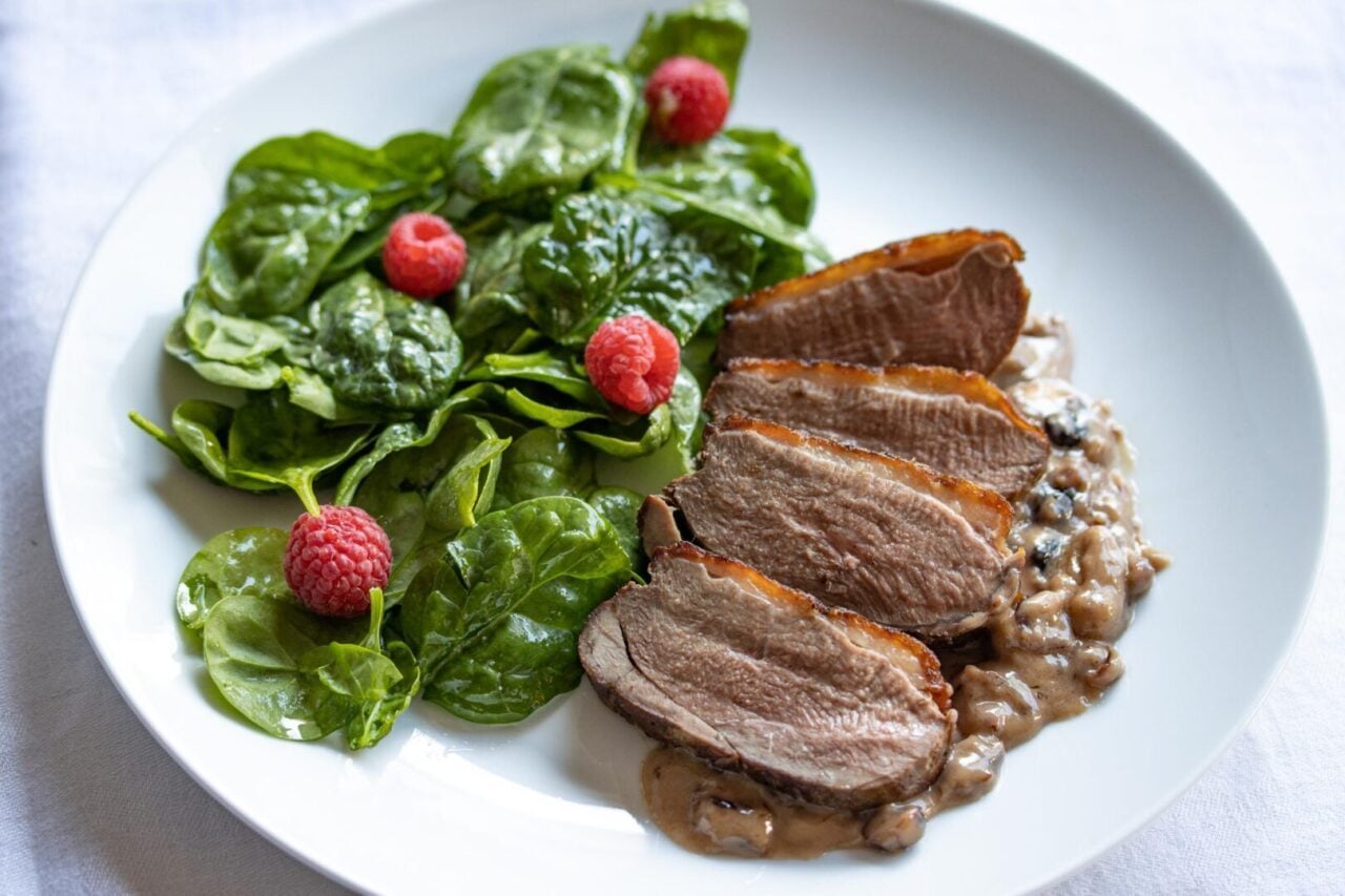 figs and seared duck breasts
