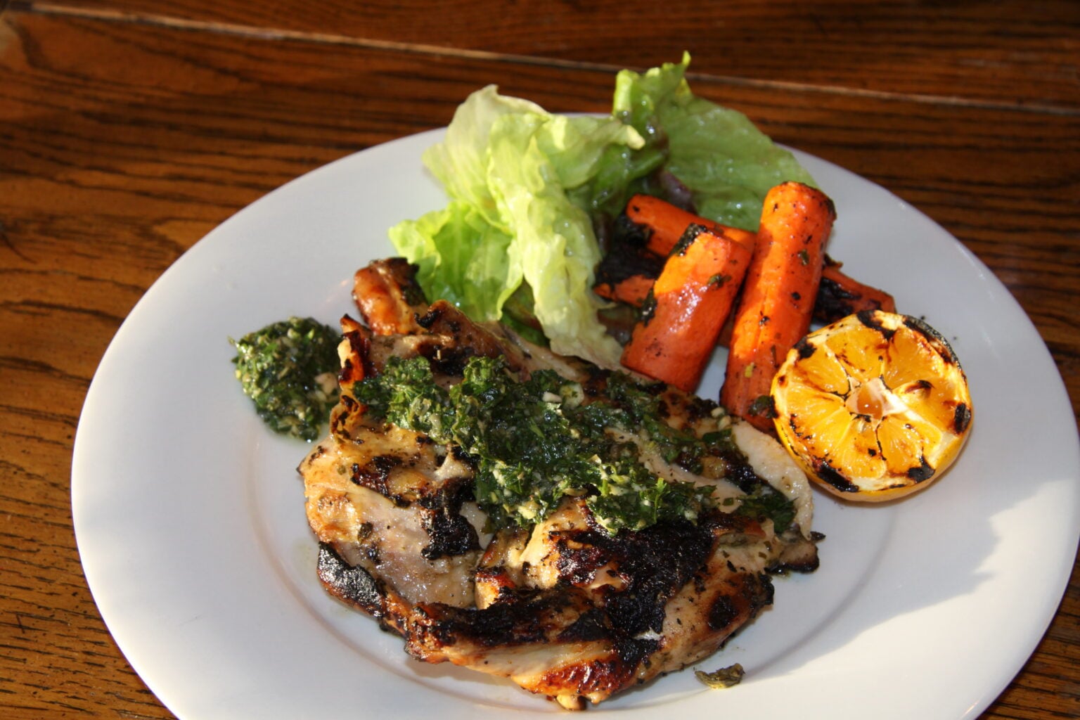 BBQ Chicken with Parsley, Lemon, Garlic Salsa