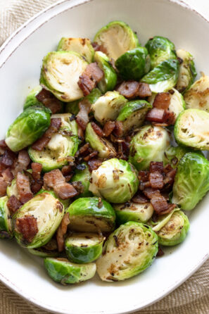 Brussels sprouts wirth bacon and shallots.