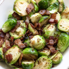 Brussels sprouts wirth bacon and shallots.