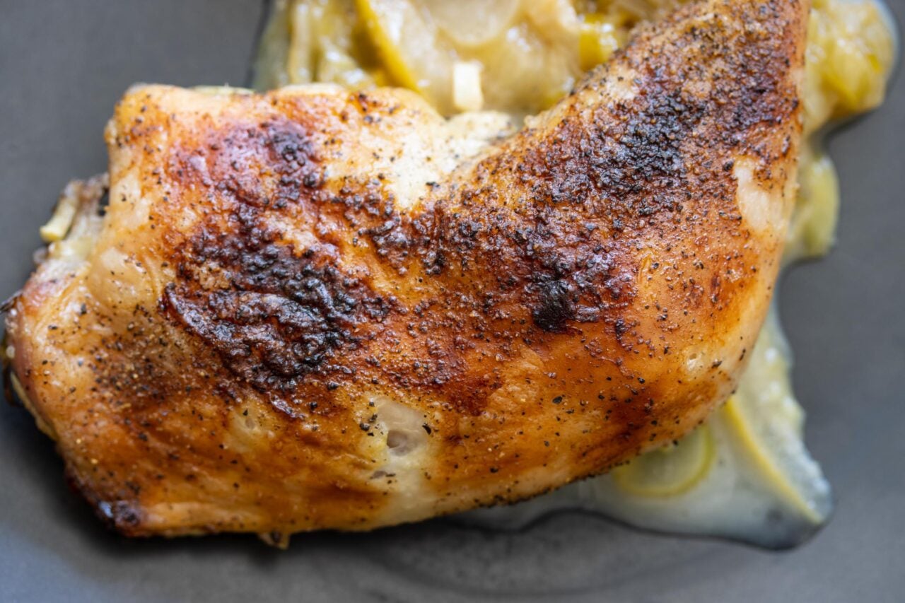 A close up of the chicken. 