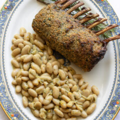 Herb Crusted Rack of Lamb with White Bean Rosemary Ragout