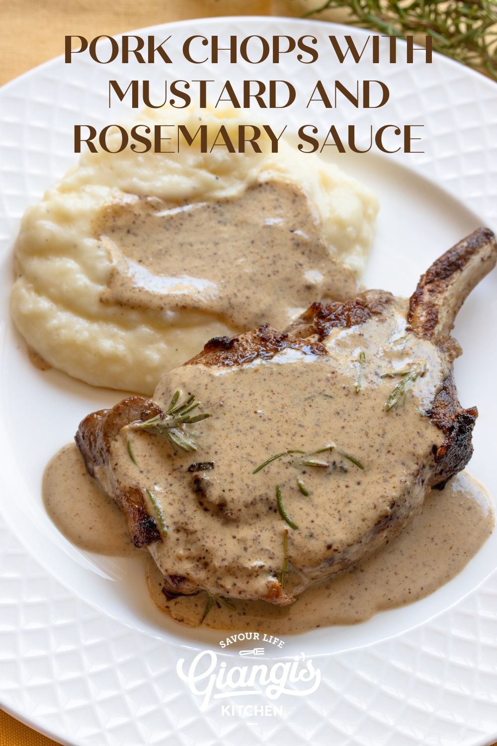 Pan-Seared Pork Chops with Mustard and Rosemary Sauce