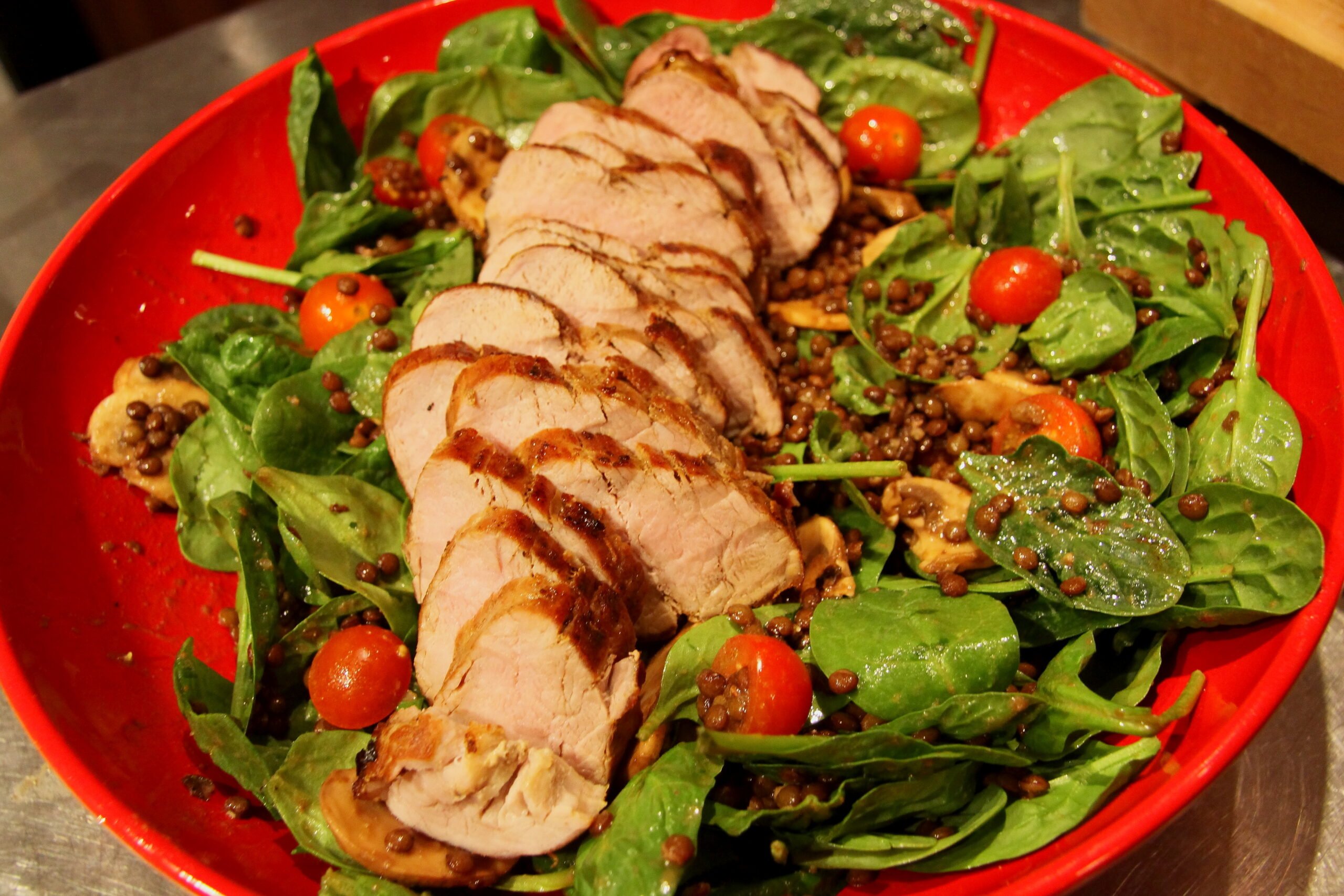 lentils salad with pork tenderloin