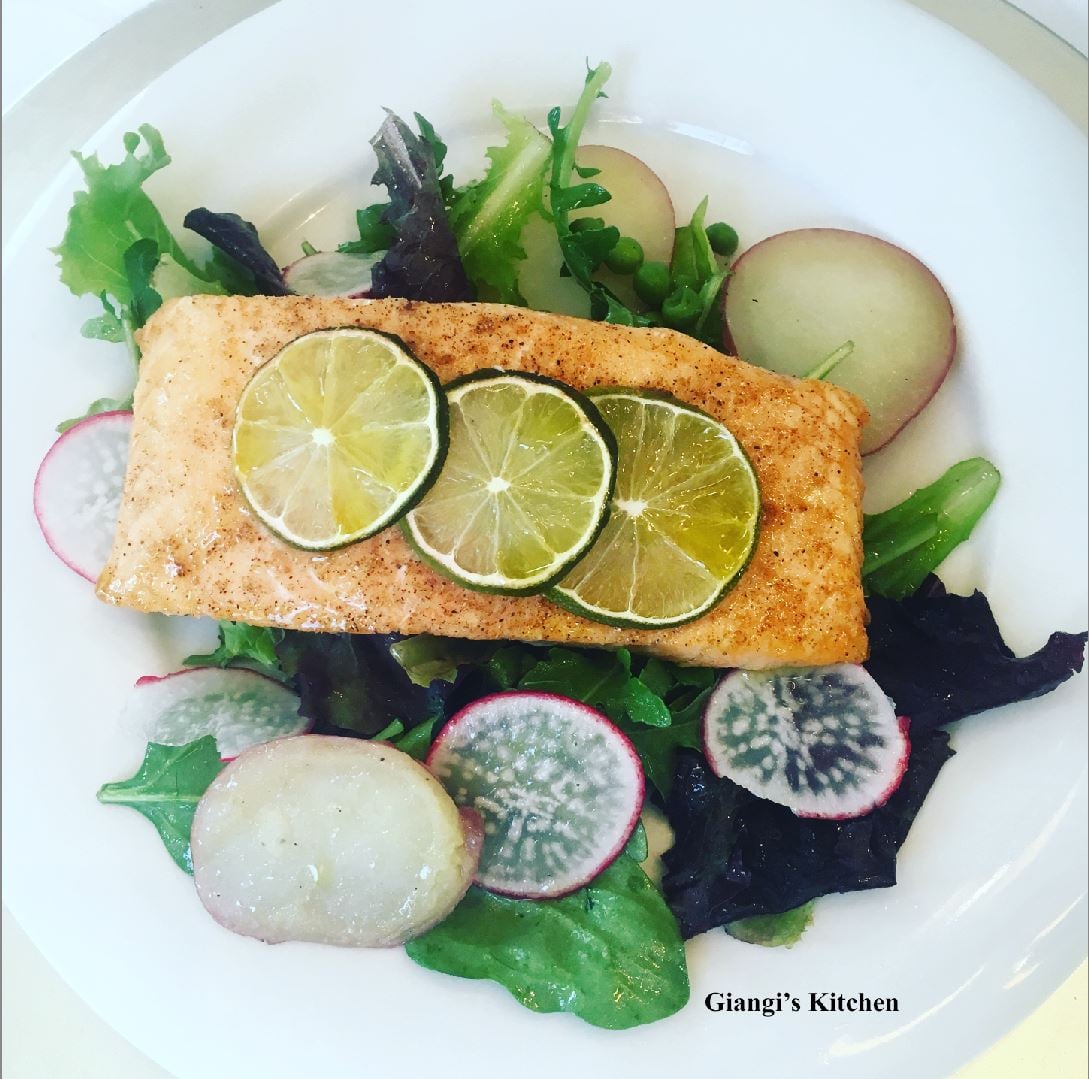 Salmon Fillets Baby Greens Arugula Salad