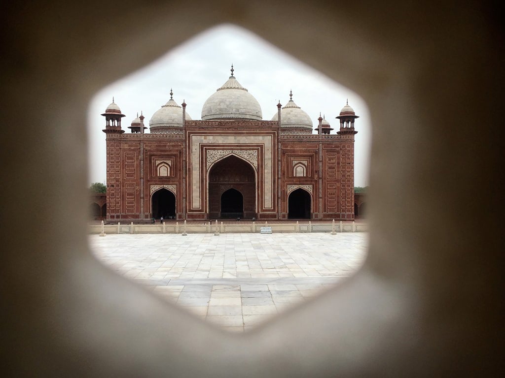 Looking at the Mosque from inside the Taj Mahal