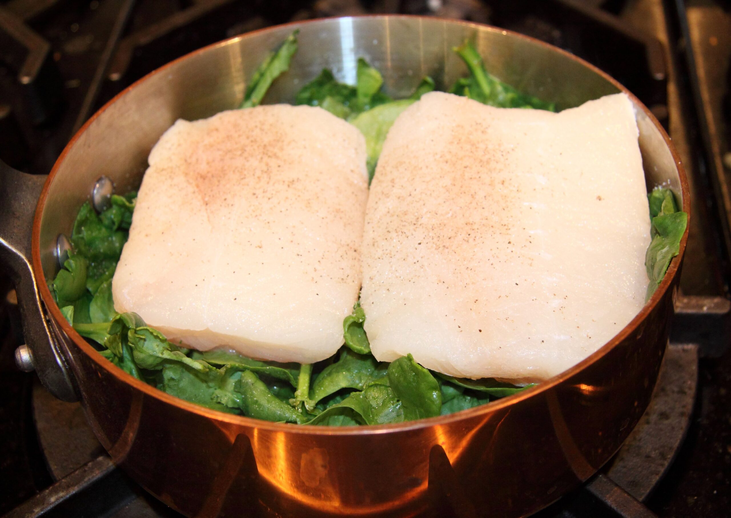 Steamed Sea Bass and Spinach Giangi's Kitchen