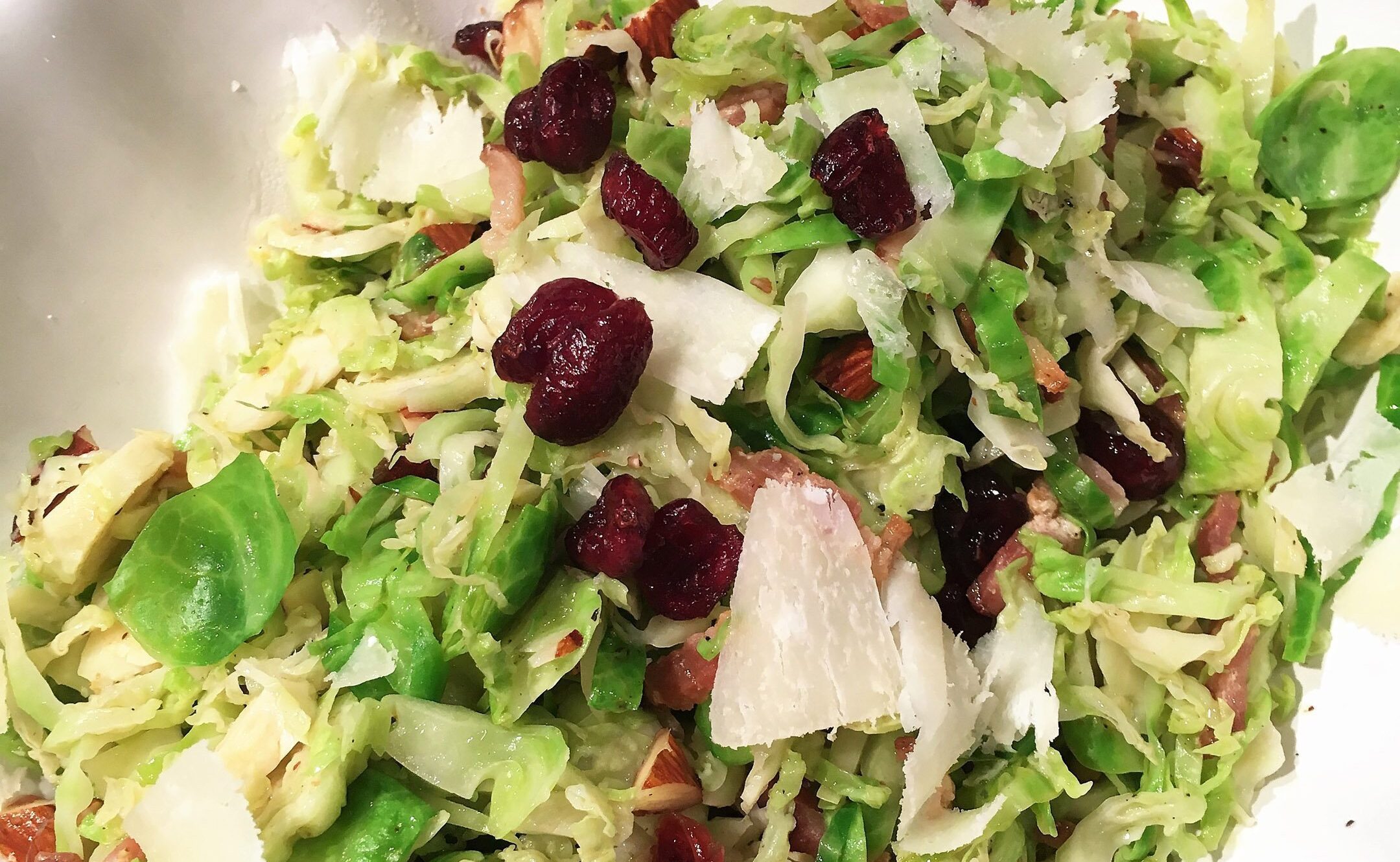 Brussels Sprouts with Almond, bacon and cranberries
