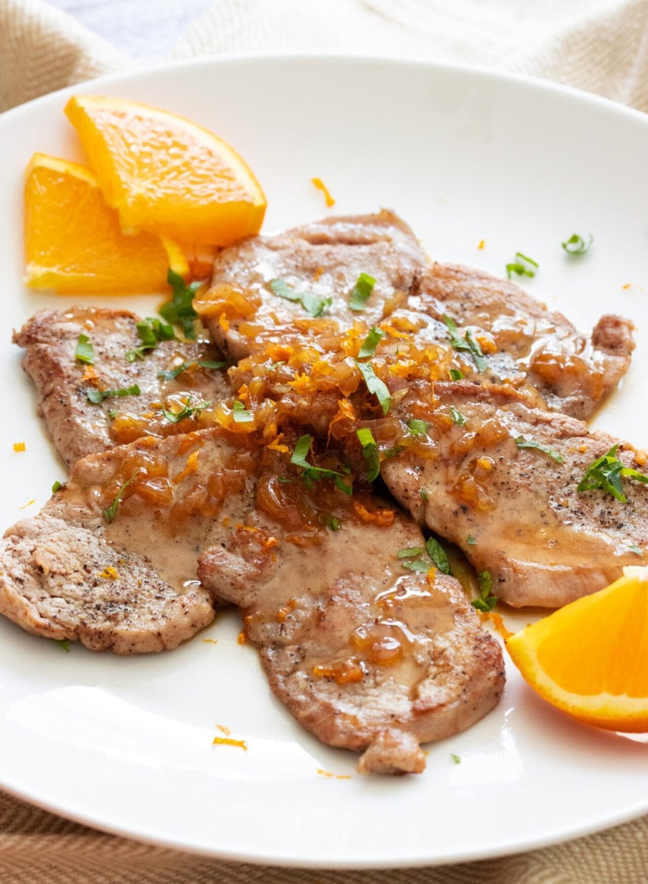 Pork Tenderloin Scaloppine with Balsamic Citrus Sauce