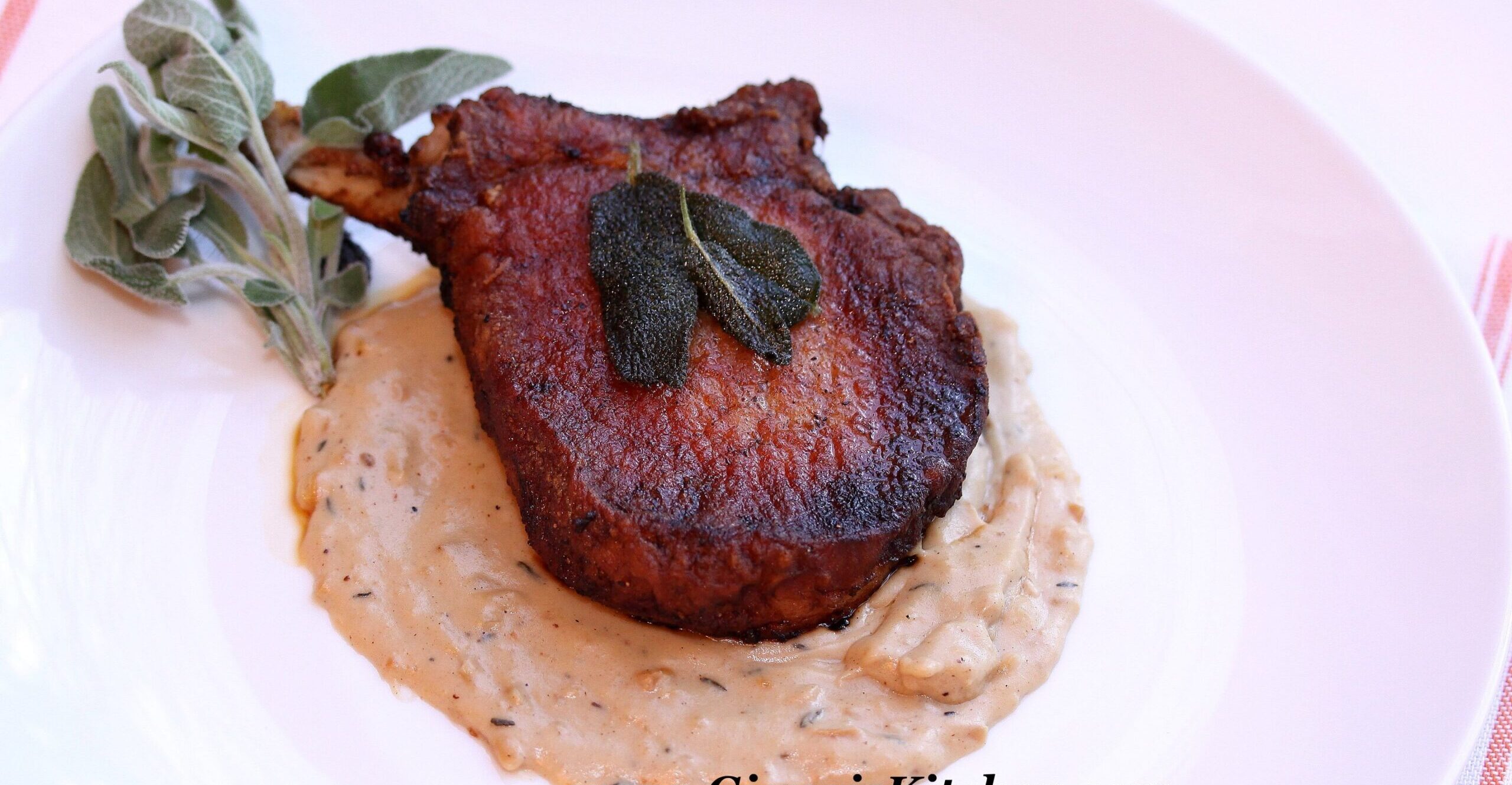 Skillet pork chops with browned butter sage