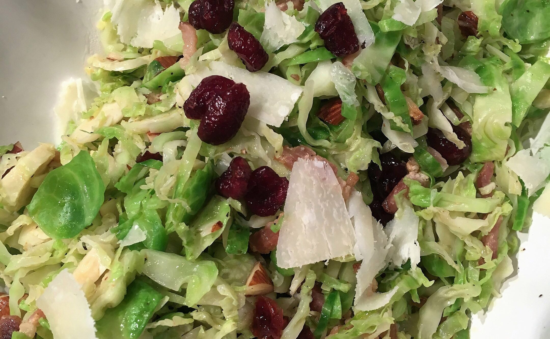 brussels sprouts with almond, bacon and cranberries