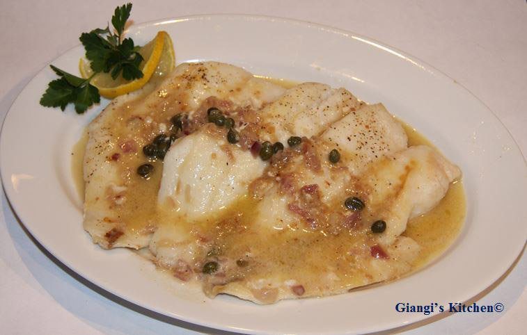 orange roughy with capers, shallots and wine butter sauce