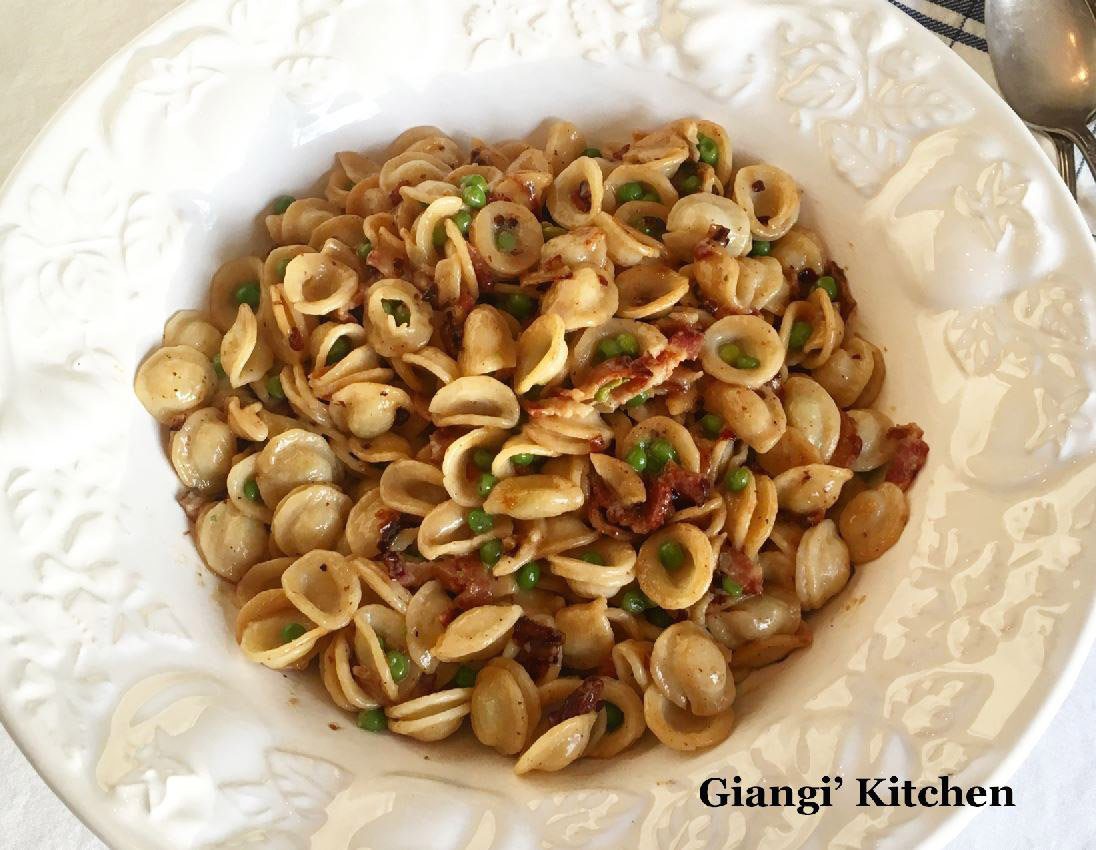 orecchiette pasta with peas and bacon
