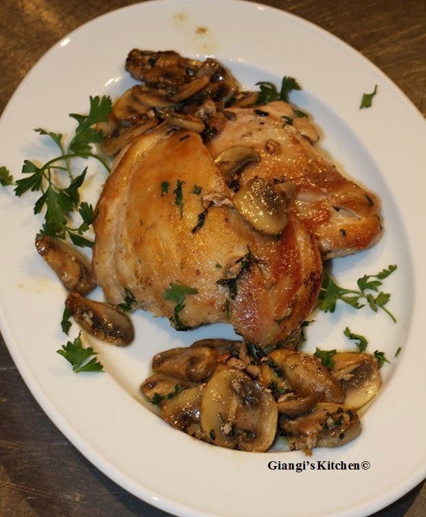 chicken tights with mushrooms