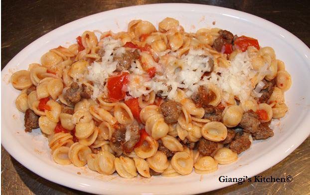 orecchiette with sausage and tomatoes