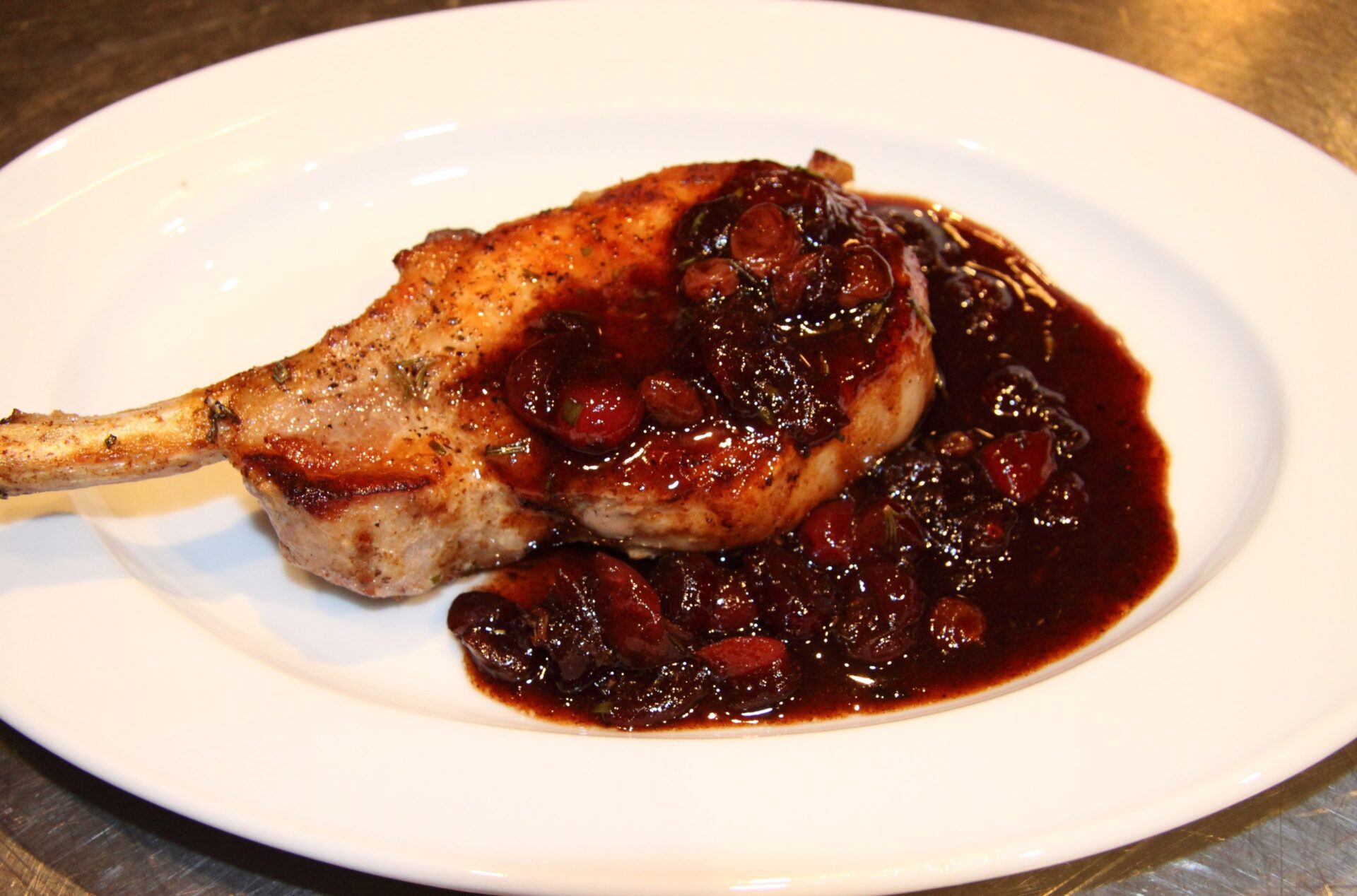 pork chops with cranberry, port and rosemary sauce