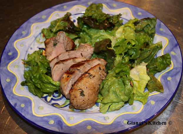 pork tenderloin with green salad