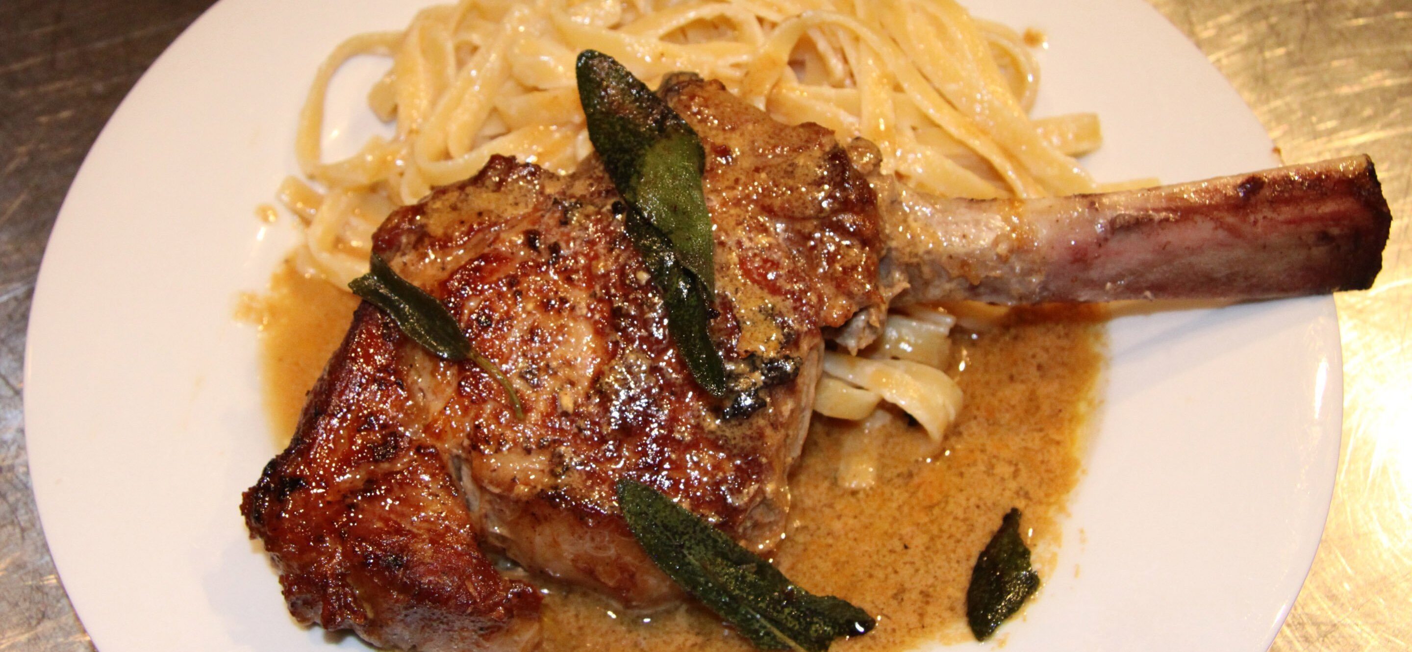veal chop with lemon, sage and mascarpone