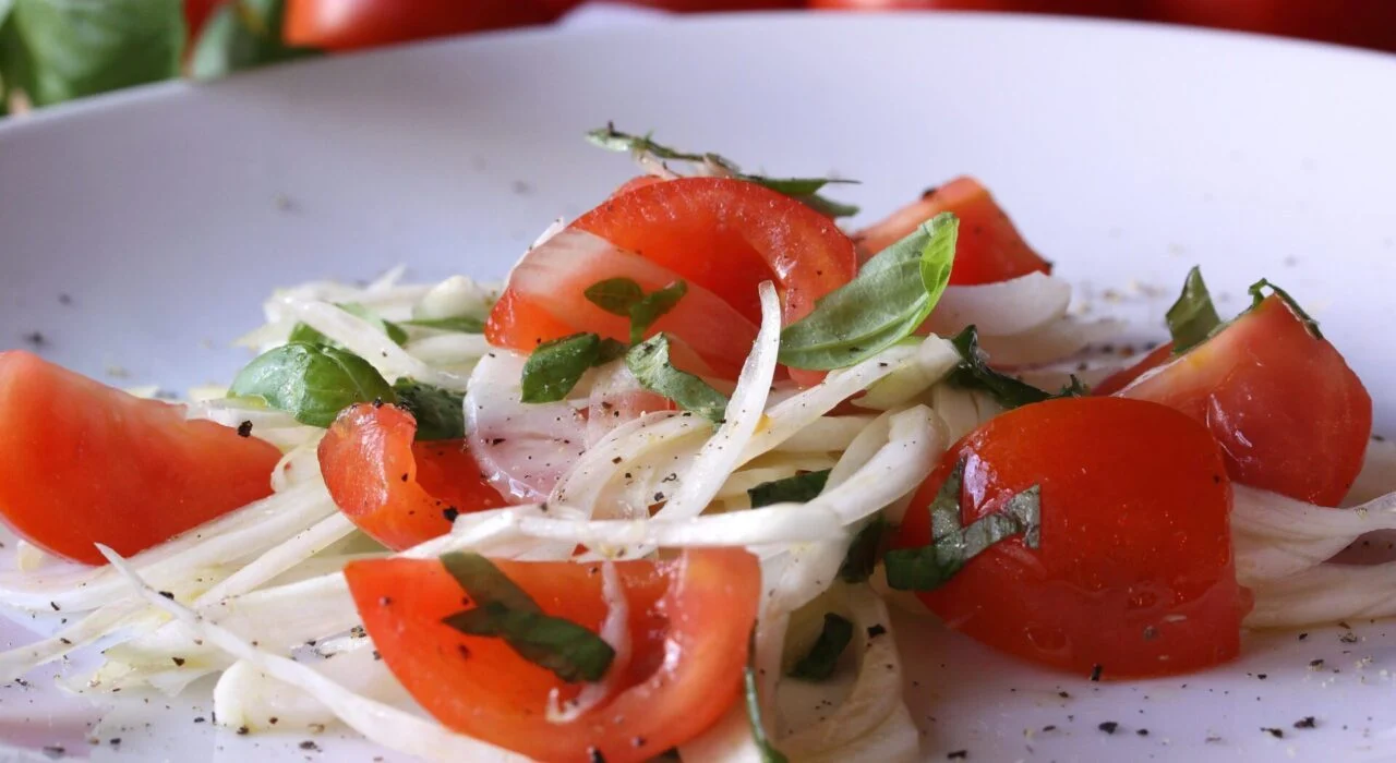 Fennel, Tomatoes and Basil Salad with Lemon Vinaigrette