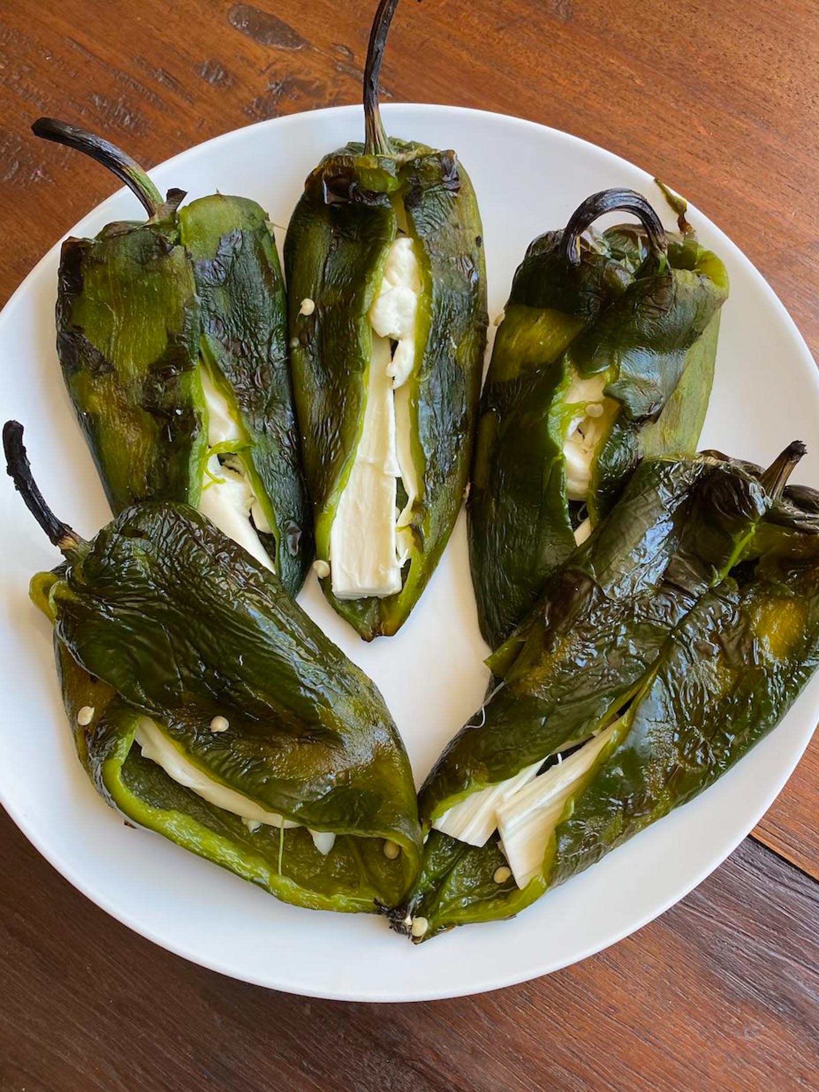 Rellenos stuffed with cheese.