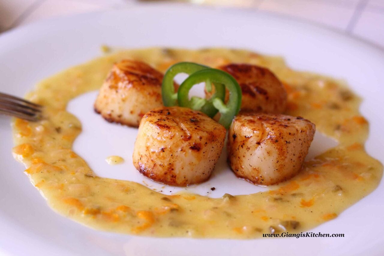 Jalapeno Orange Glazed Scallops with Beurre Blanc jalapeno orange glazed scallops
