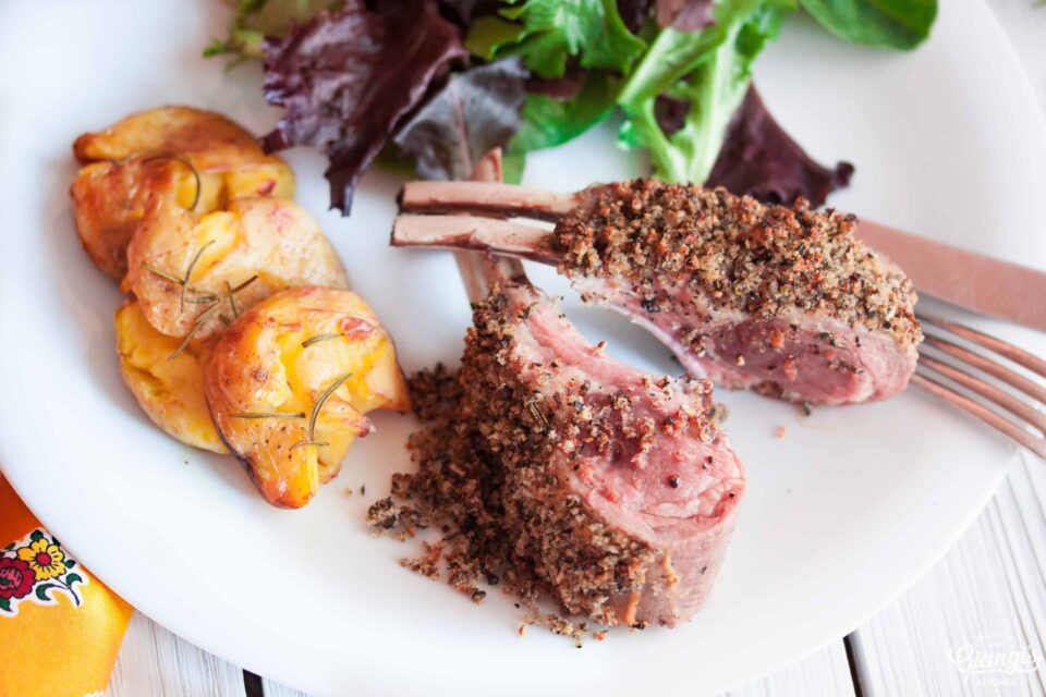 Pepper Crusted Racks of Lamb with Horseradish Creme Fraiche Giangi's