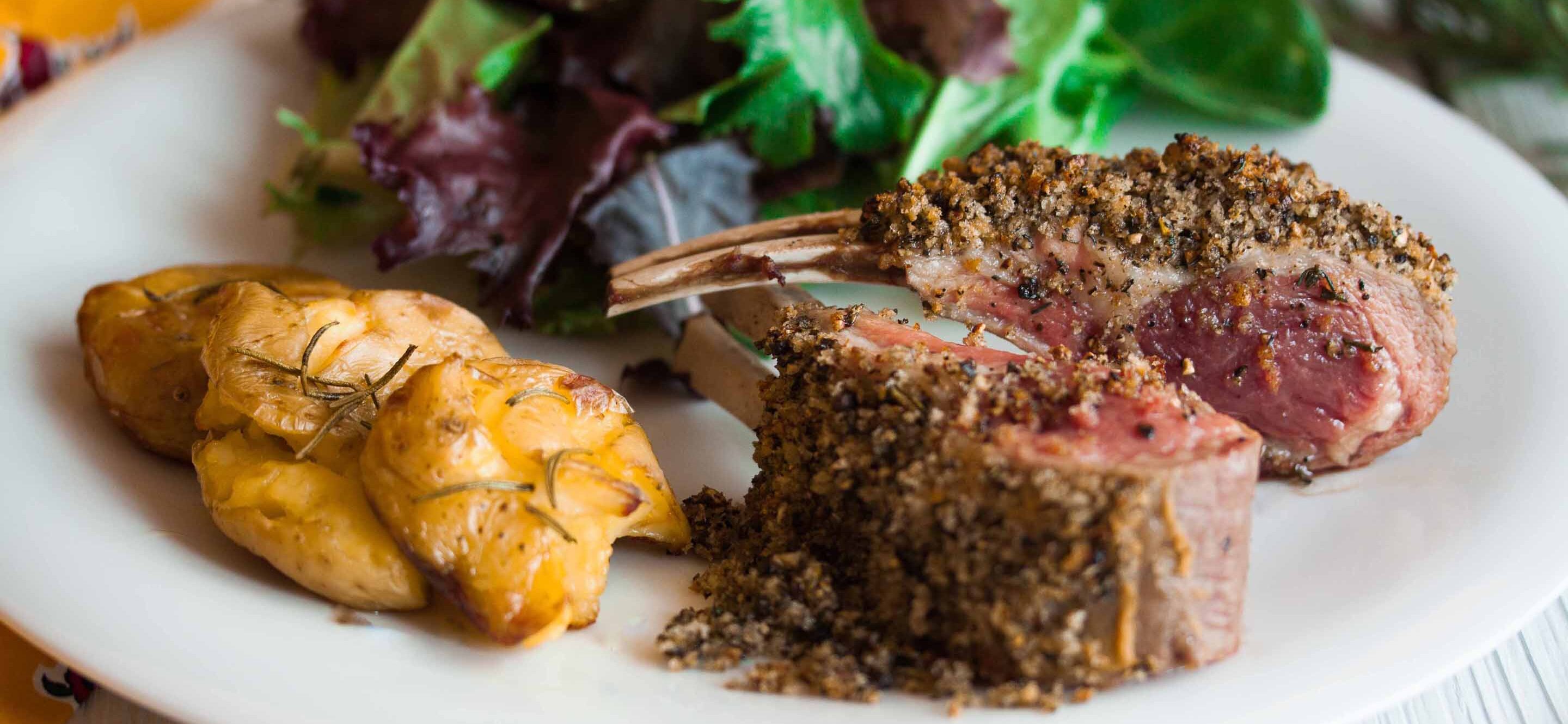 Pepper Crusted Racks of Lamb with Horseradish Creme Fraiche Giangi's