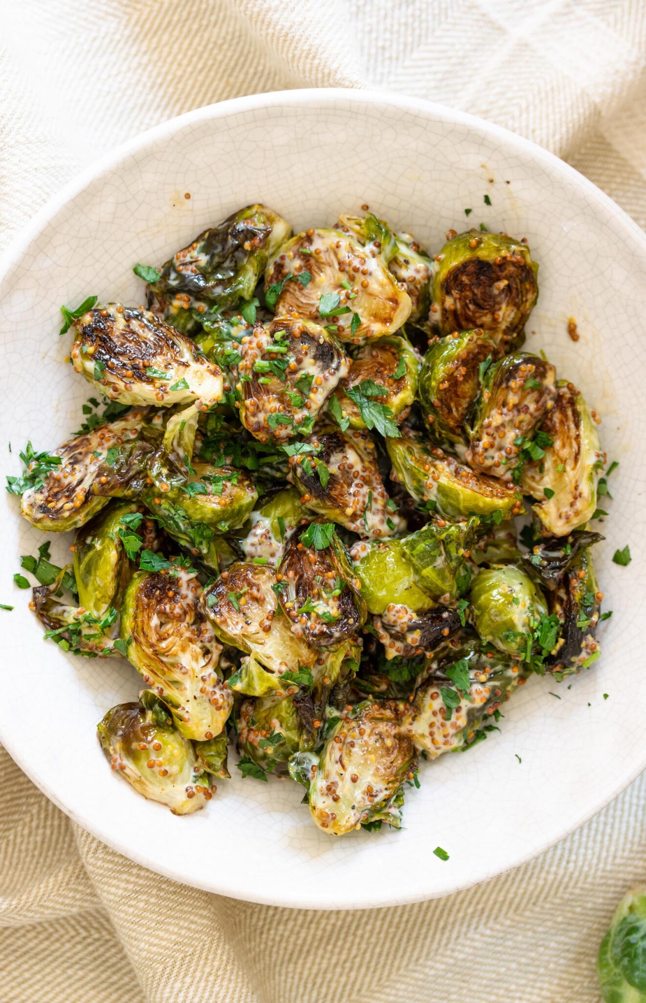 Oven roasted brussels Sprouts with Mustard