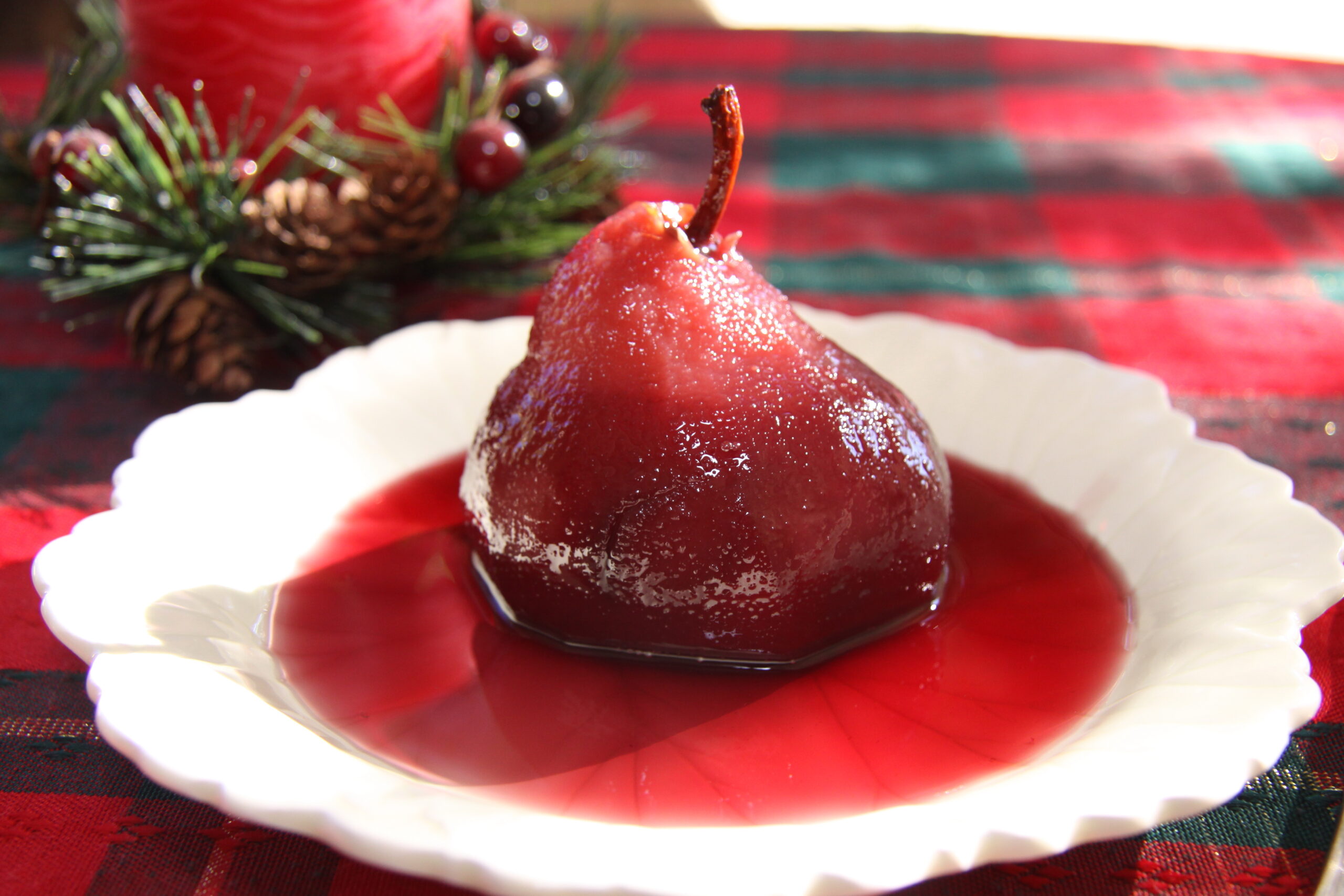 poached pears in wine