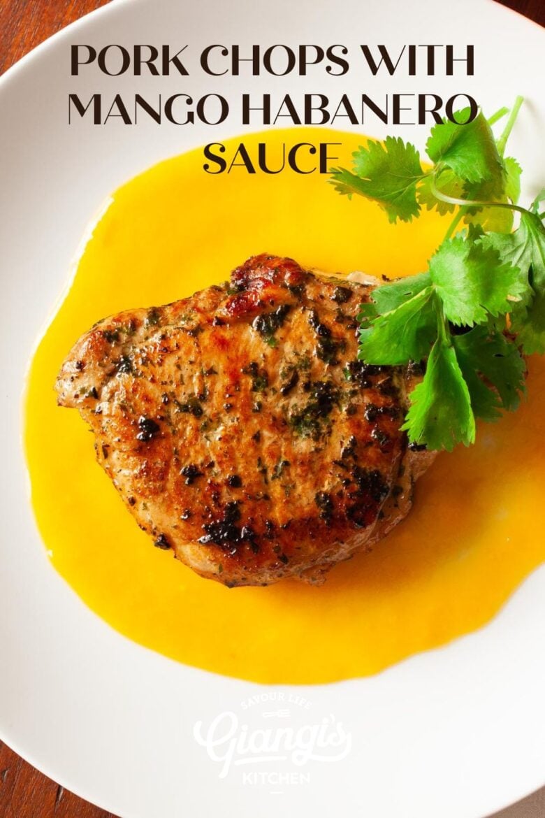 Pork chops with mango habanero sauce