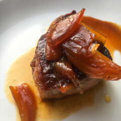 Caramelized Shallots with NY Steak