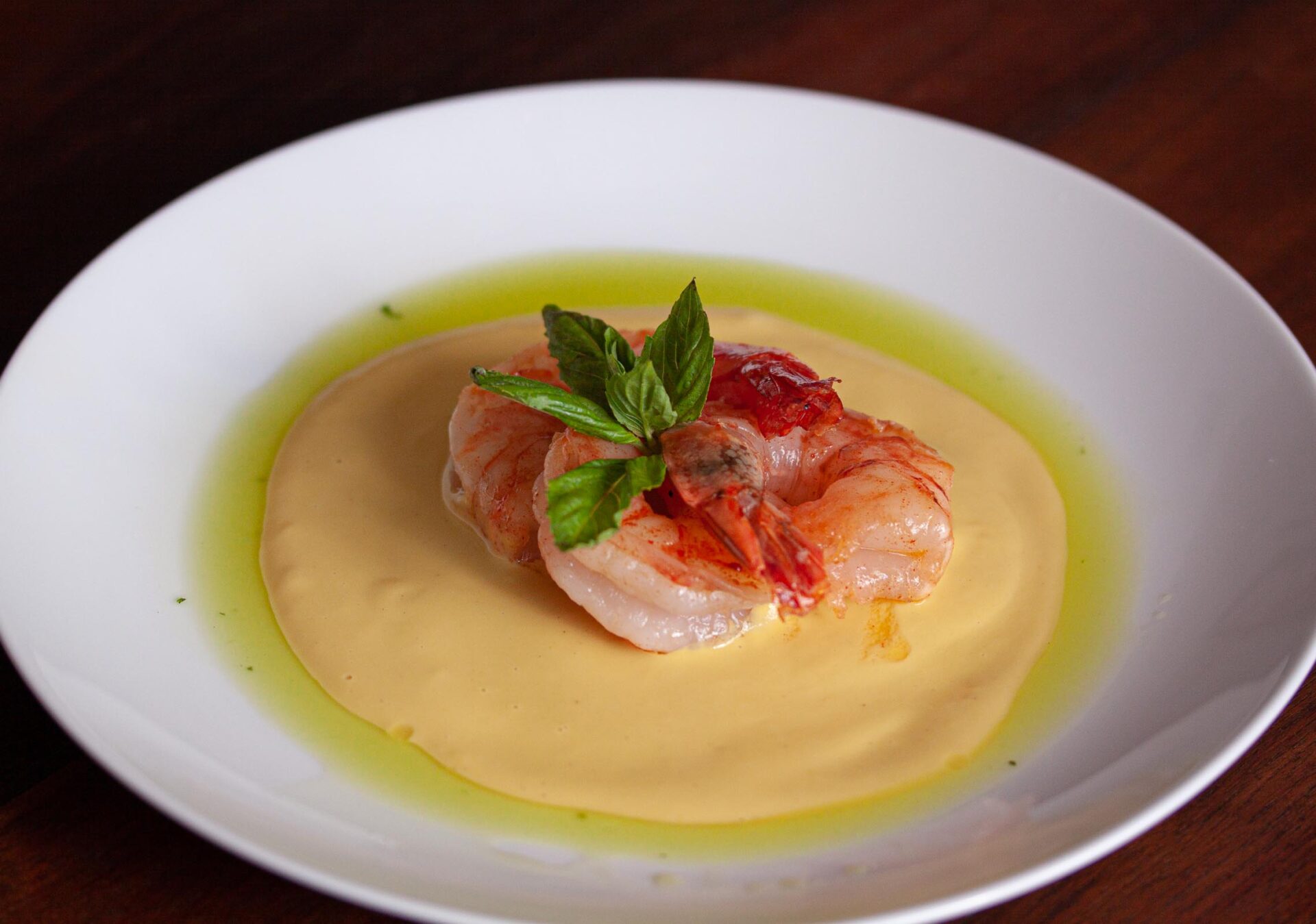 corn puree with prawns