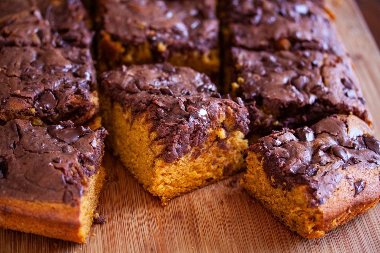 Chocolate Swirled Pumpkin Bars