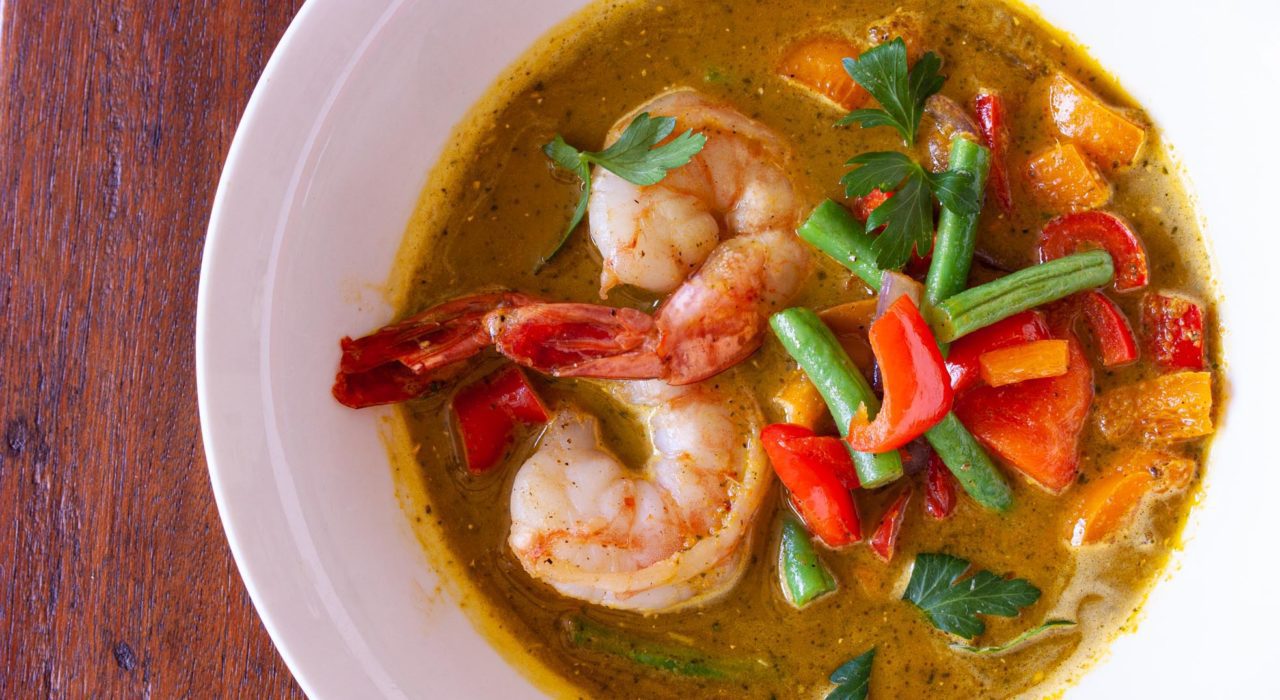 Prawns With Carrot-Ginger Coconut Sauce