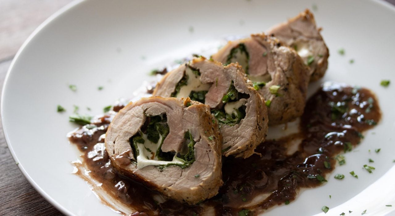 arugula stuffed PORK tenderloin