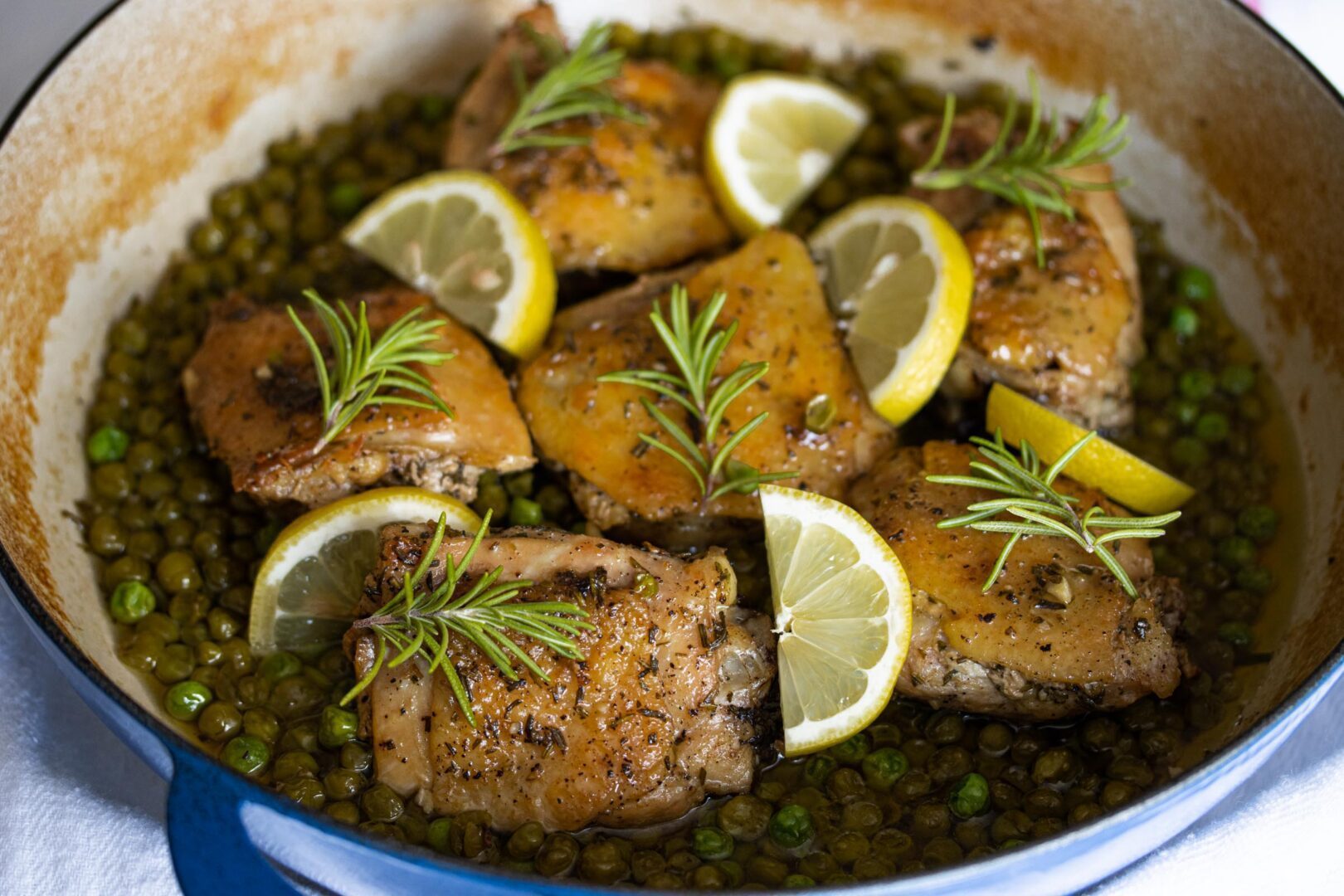 rosemary, peas, lemon chicken