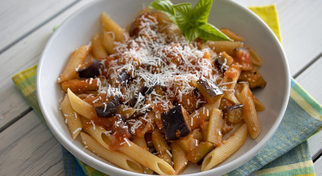 eggplant, pasta and ricotta salata