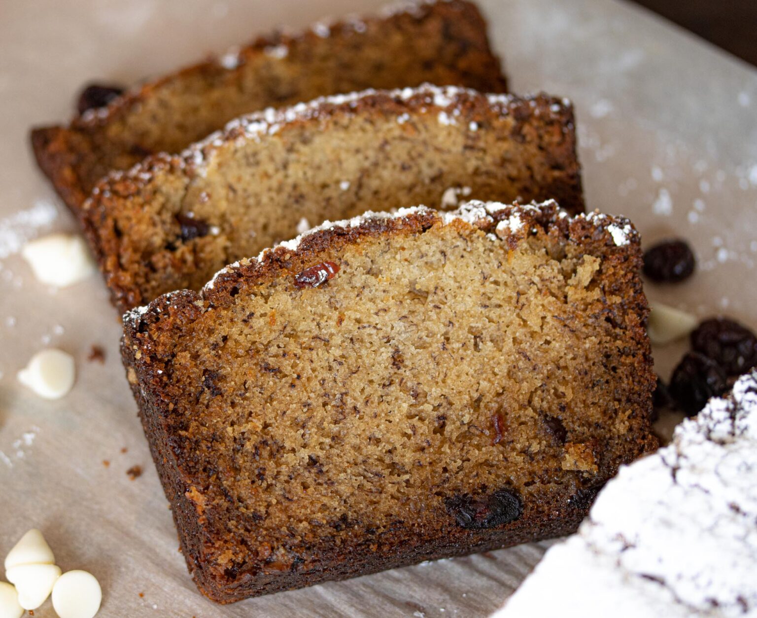 banana bread sliced on a plate
