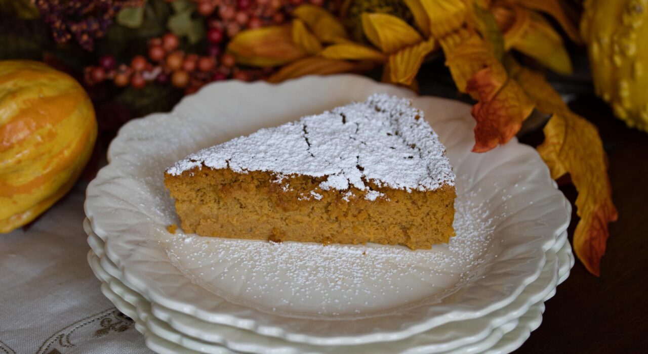 pumpkin-white chocolate souffle cake