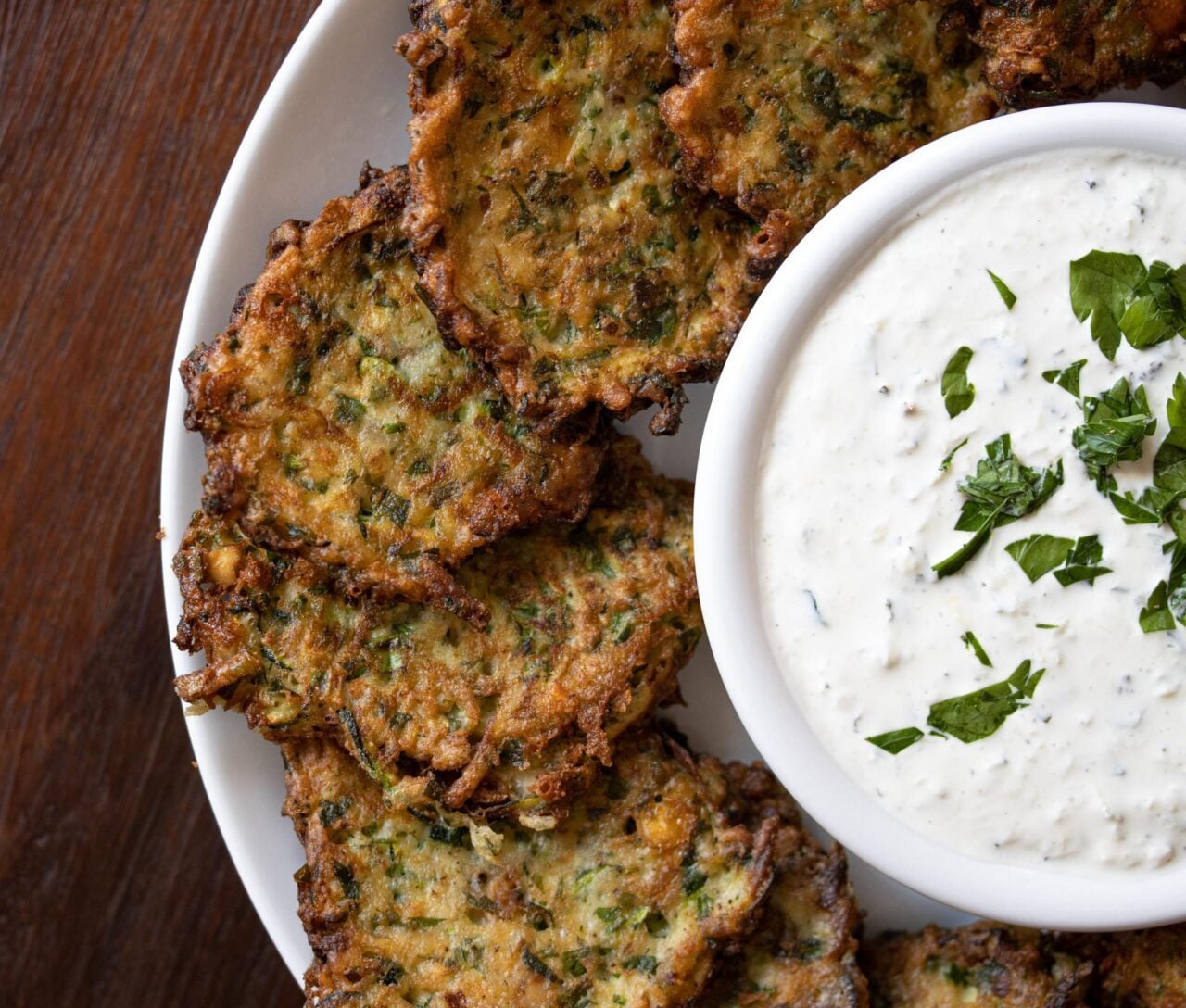 Zucchini Pancakes With Tzatziki Sauce Zucchini Pancakes With Tzatziki Sauce