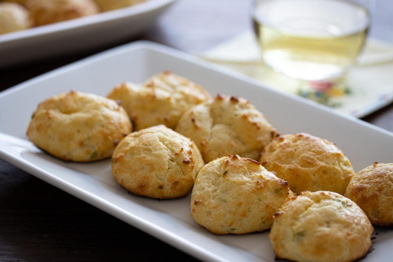 Gougeres with cheese and scallions