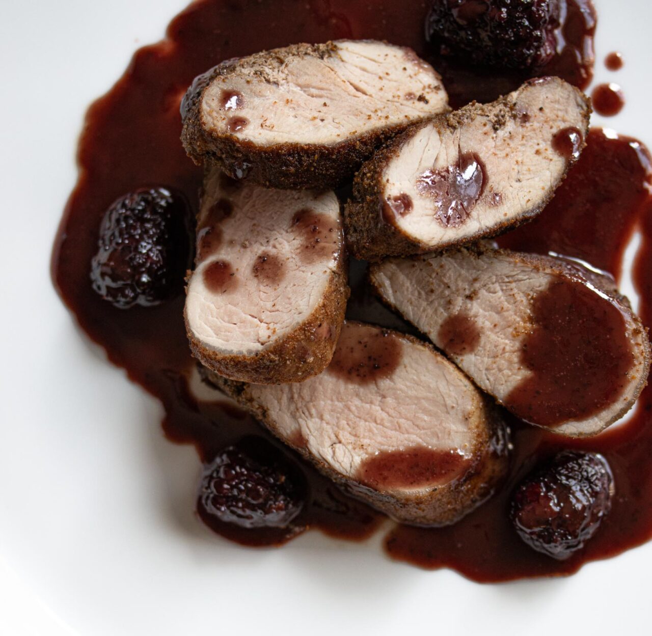 Pomegranate, Blackberries Sauce with Pork Tenderloin Pomegranate, Blackberries Sauce with Pork Tenderloin