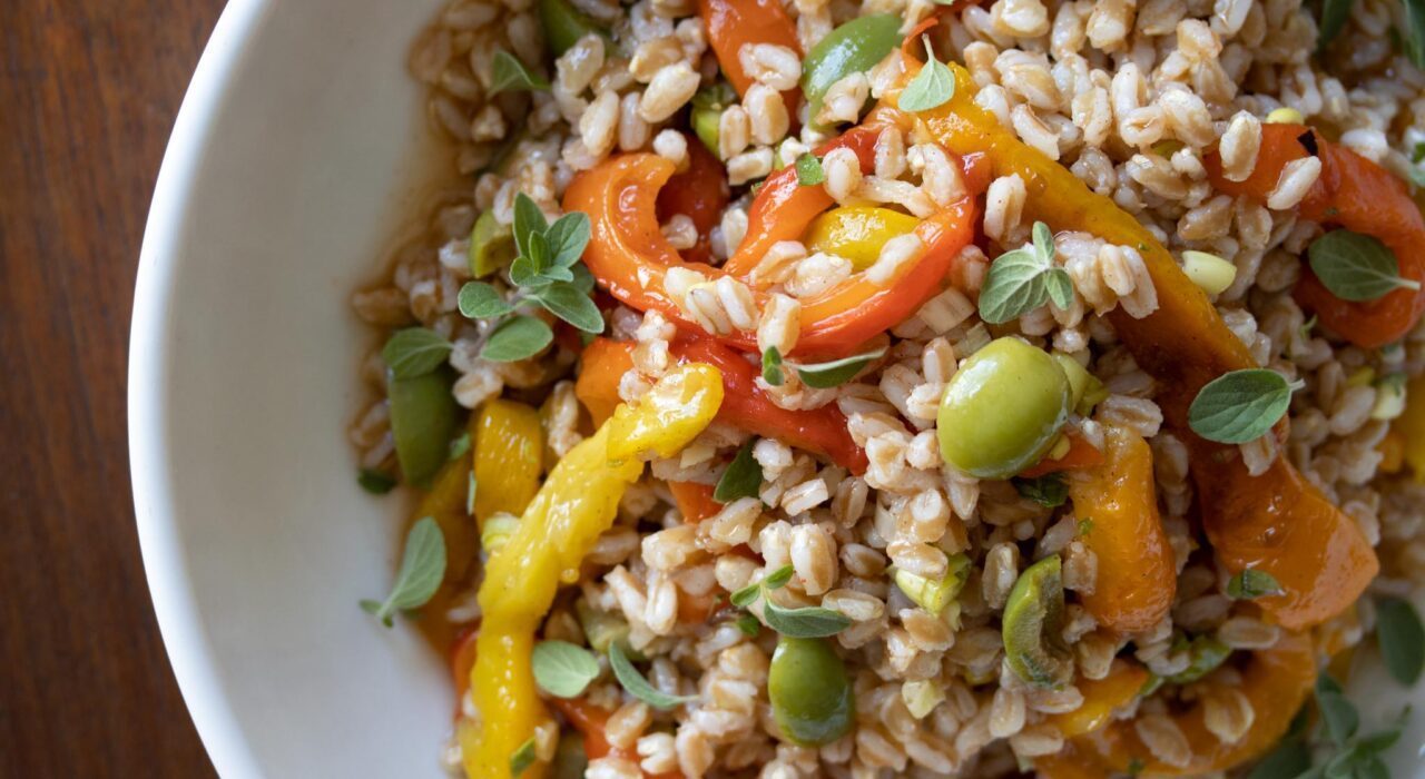 Roasted Bell Pepper with Italian Farro Salad