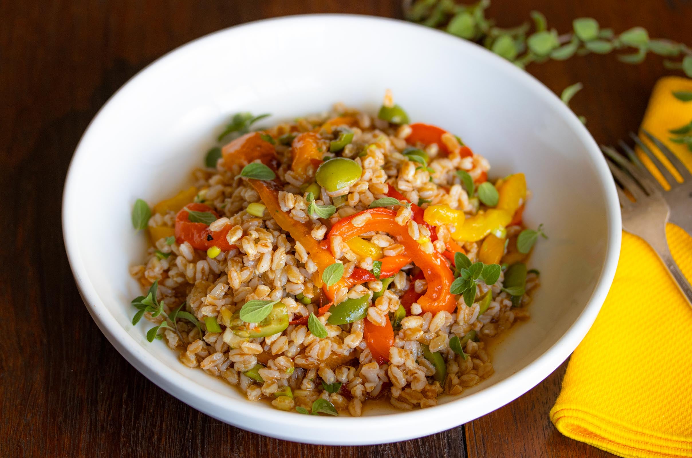 roasted bell pepper & Italian Farro Salad